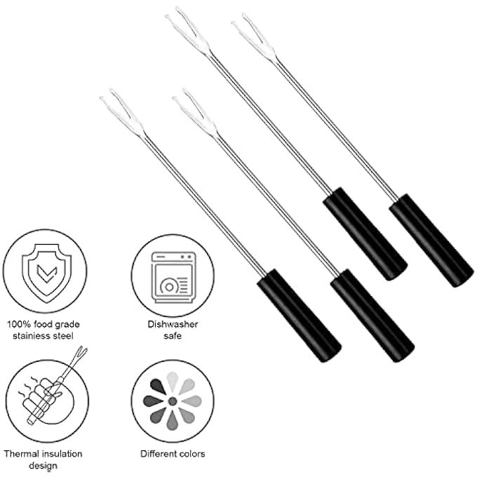 Funito مجموعة الفوندو مع 4 شوك، وعاء انصهار بورسلان شاي لايت فاخر للجبن، الشوكولاتة، والتاباس - Image 4