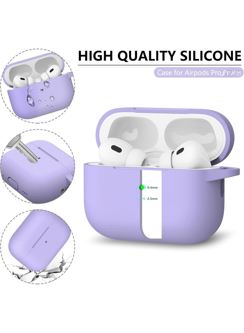 ACLIX Silicone Case For AirPods Pro, Anti-Shock, Anti-Drop, Anti-Dust, Visible LED Light, Protective Cover, For AirPods Pro (Light Purple) - Image 2