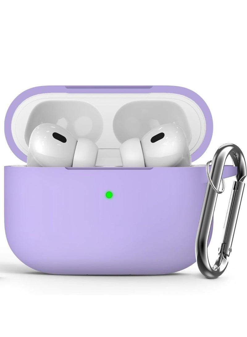ACLIX Silicone Case For AirPods Pro, Anti-Shock, Anti-Drop, Anti-Dust, Visible LED Light, Protective Cover, For AirPods Pro (Light Purple) - Image 1