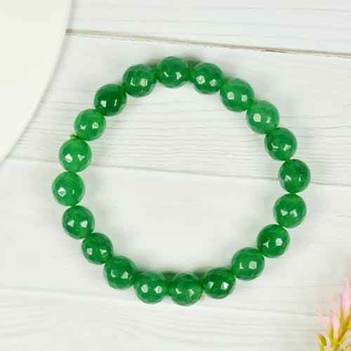 Reiki Crystal Products Natural Green Aventurine Bracelet | Certificate of Authenticity | Attracts Abundance & Luck | Green Aventurine 10 mm Faceted Beads Crystal Stone Bracelet - Image 3