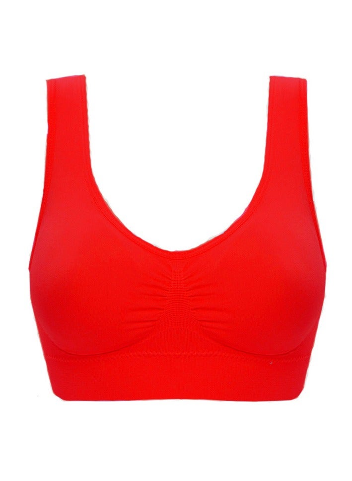 AROAQ Women Sports Bra, Fitness Sports Yoga Bra with Removable Padding, Double-layer Seamless Sports Bra without Rims, Comfortable Soft Bra for Workouts Running Yoga Trainings, (Size 4XL, Big Red)  - Image 1