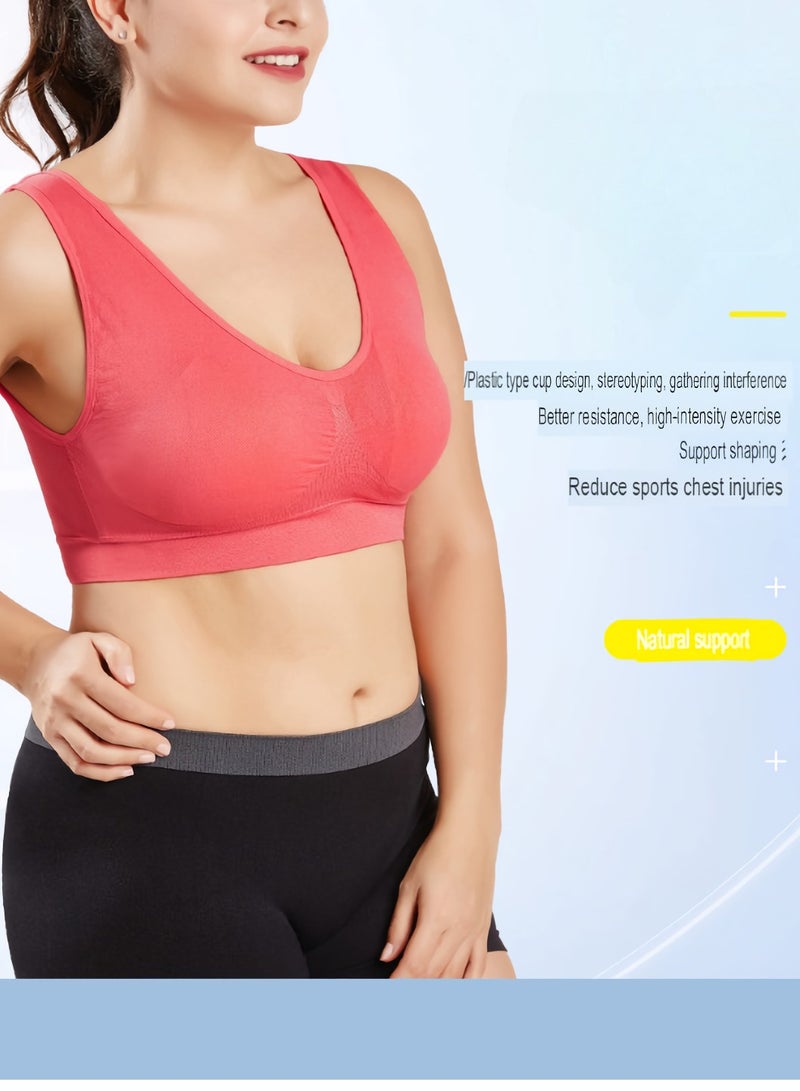 AROAQ Women Sports Bra, Fitness Sports Yoga Bra with Removable Padding, Double-layer Seamless Sports Bra without Rims, Comfortable Soft Bra for Workouts Running Yoga Trainings, (Size 4XL, Big Red)  - Image 2