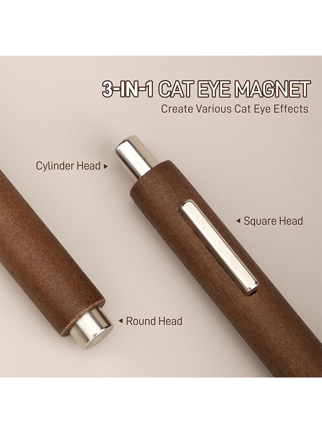 3-in-1 Cat Eye Magnet for Nails, Cigar Shape Nail Magnet, Multi-Function Nail Magnets for Nail Art DIY at Home, Brown - Image 2