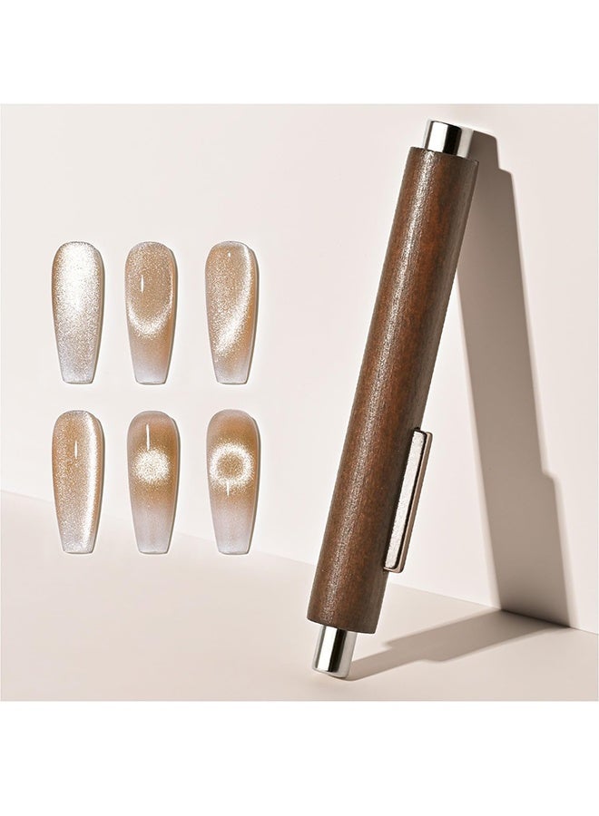 3-in-1 Cat Eye Magnet for Nails, Cigar Shape Nail Magnet, Multi-Function Nail Magnets for Nail Art DIY at Home, Brown - Image 1