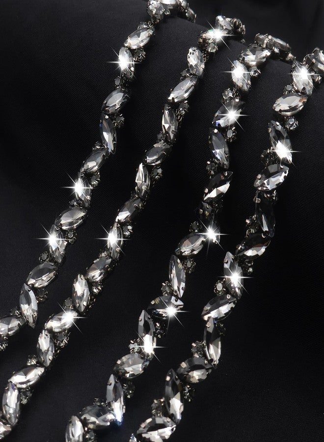 PEARLY JUN 1 Yard Rhinestone Chain Trim Black Rhinestone Trim Chain Crystal Applique Strips DIY Jewelry for Wedding Party Bracelets Craft Bridal Bouquets Embellishment Accessories - Image 2