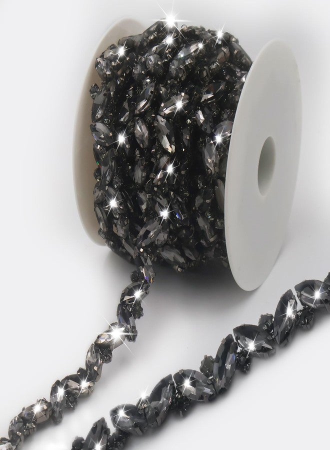 PEARLY JUN 1 Yard Rhinestone Chain Trim Black Rhinestone Trim Chain Crystal Applique Strips DIY Jewelry for Wedding Party Bracelets Craft Bridal Bouquets Embellishment Accessories - Image 1