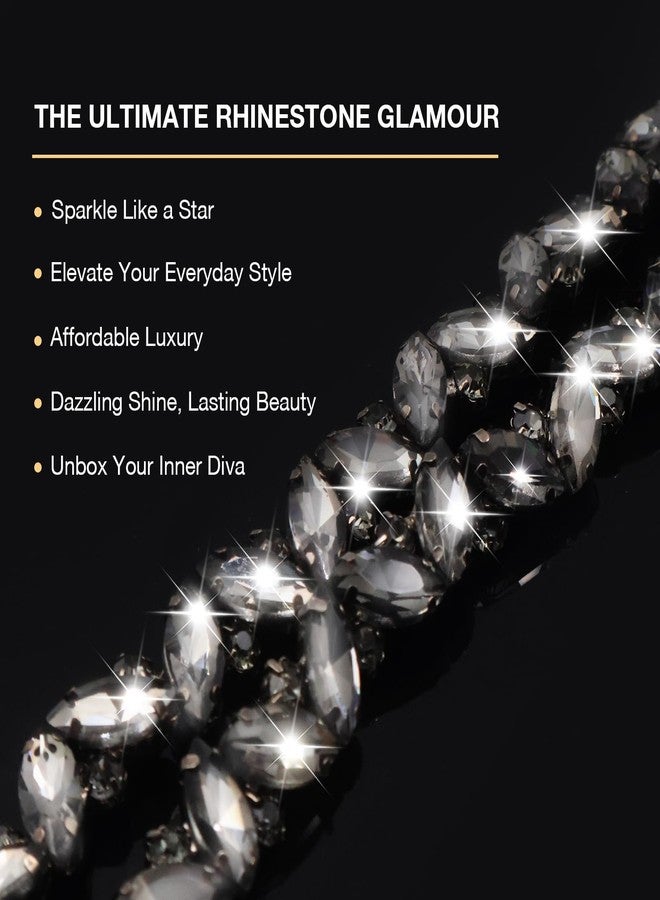 PEARLY JUN 1 Yard Rhinestone Chain Trim Black Rhinestone Trim Chain Crystal Applique Strips DIY Jewelry for Wedding Party Bracelets Craft Bridal Bouquets Embellishment Accessories - Image 3