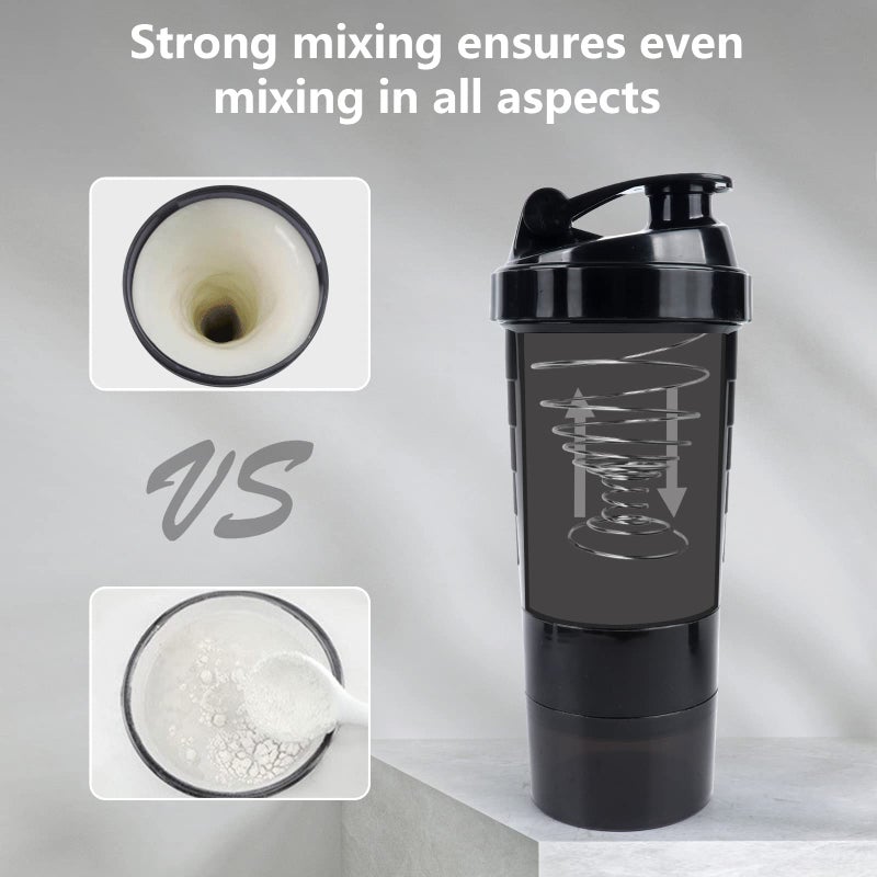 XTK Shaker Bottle 16OZ Protein Shaker Bottles with Mix Ball Sports Water Bottle Leak Proof GYM Cup for Protein Mixes with Powder Storage & Pill Organizer, Ideal for Pre Workout,BPA Free(black) - Image 5