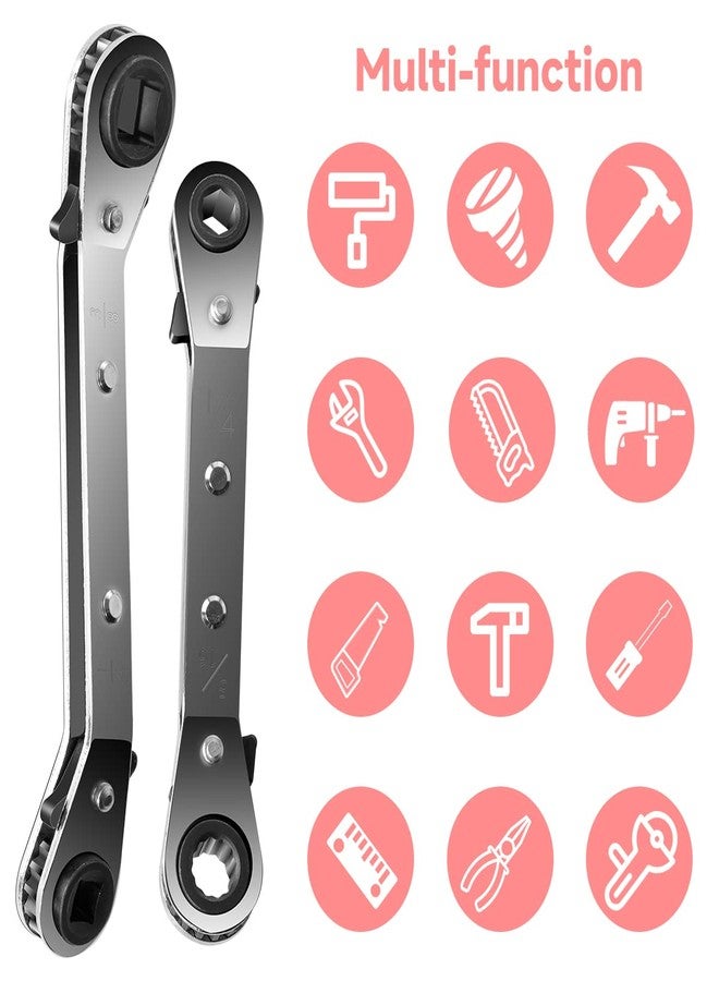 Windspeed Hvac Service Wrench 3/8 to 1/4, 5/16 x 1/4 Ratchet Refrigeration Wrench Tool Set Air Conditioner Valve with Hexagon Bit Adapter Kit for Equipment Repair - Image 3