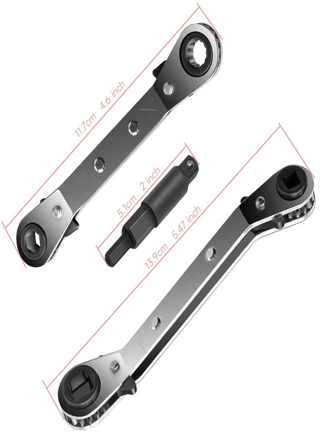 Windspeed Hvac Service Wrench 3/8 to 1/4, 5/16 x 1/4 Ratchet Refrigeration Wrench Tool Set Air Conditioner Valve with Hexagon Bit Adapter Kit for Equipment Repair - Image 4