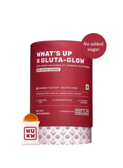 What 's Up What's Up Wellness Gluta-Glow Gummies | Liposomal Glutathione  with Vitamin C for Radiant Skin Tone | Depigmentation | Detoxification | 30  Days | Men & Women | No Added