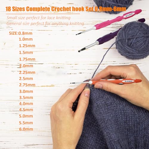 Mdoker 18 Sizes Ergonomic Crochet Hook Set with Case,0.8mm-6mm Crochet Hooks for Arthritic Hands,Crochet Needles for Beginners,Mothers Day Gift,Crochet Lovers - Image 4