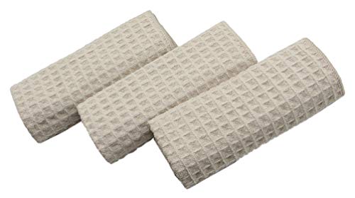 VeraSong Waffle Weave Absorbent Kitchen Dish Towels - Thick Microfiber 16Inch x 24Inch 3 Pack Khaki - Image 3