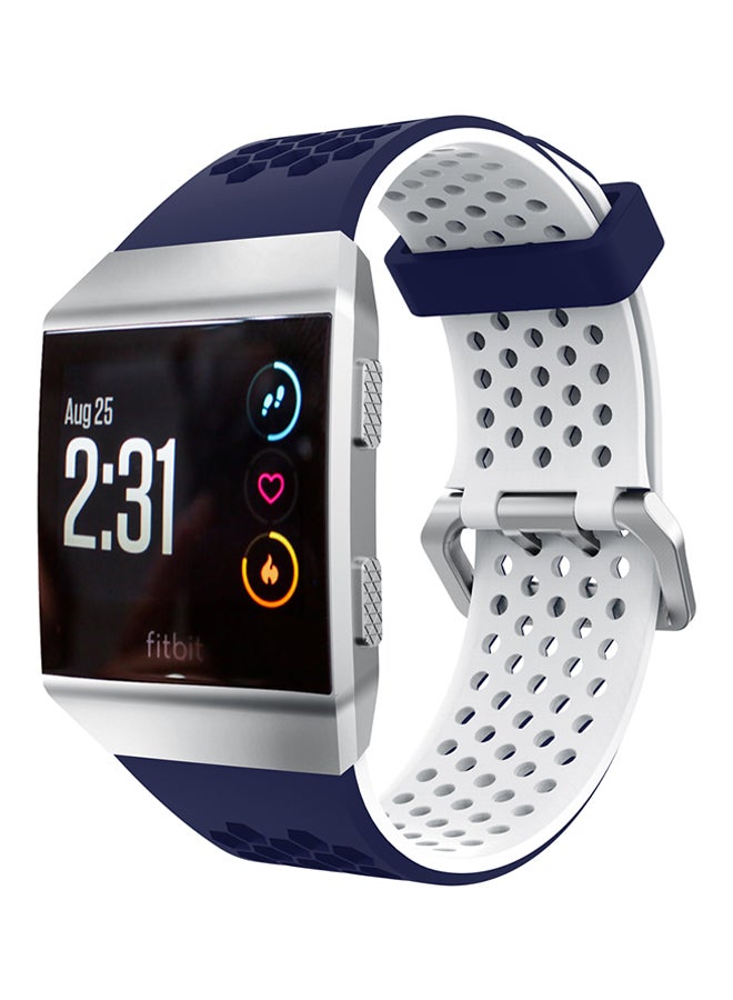 ISank Replacement Sport Band For Fitbit Ionic Dark Blue/White - Image 4