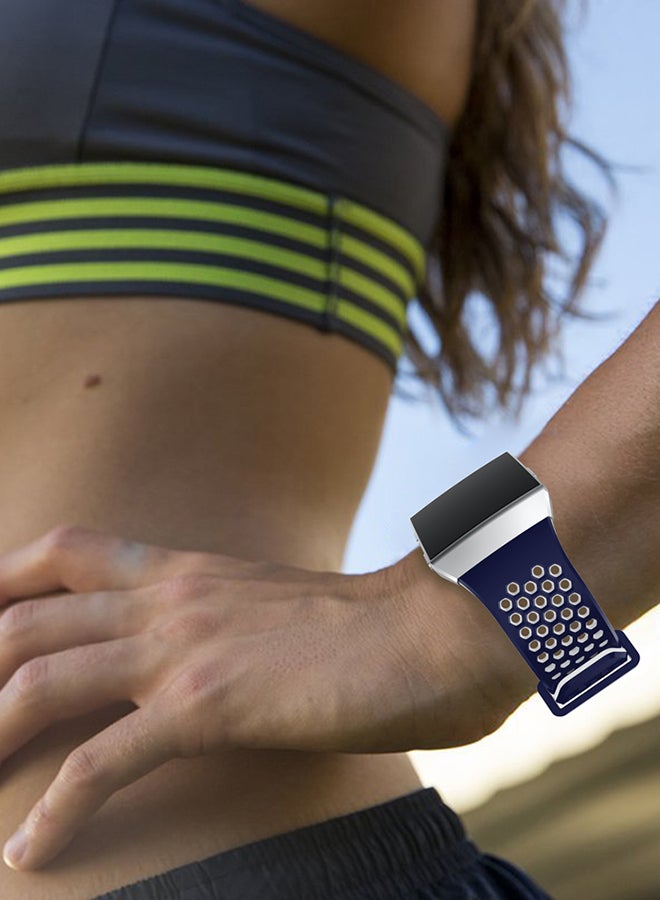 ISank Replacement Sport Band For Fitbit Ionic Dark Blue/White - Image 5