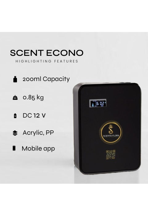 SCENT ECONO - موزع عطور اقتصادي يتحكم فيه بالتطبيق (أسود)