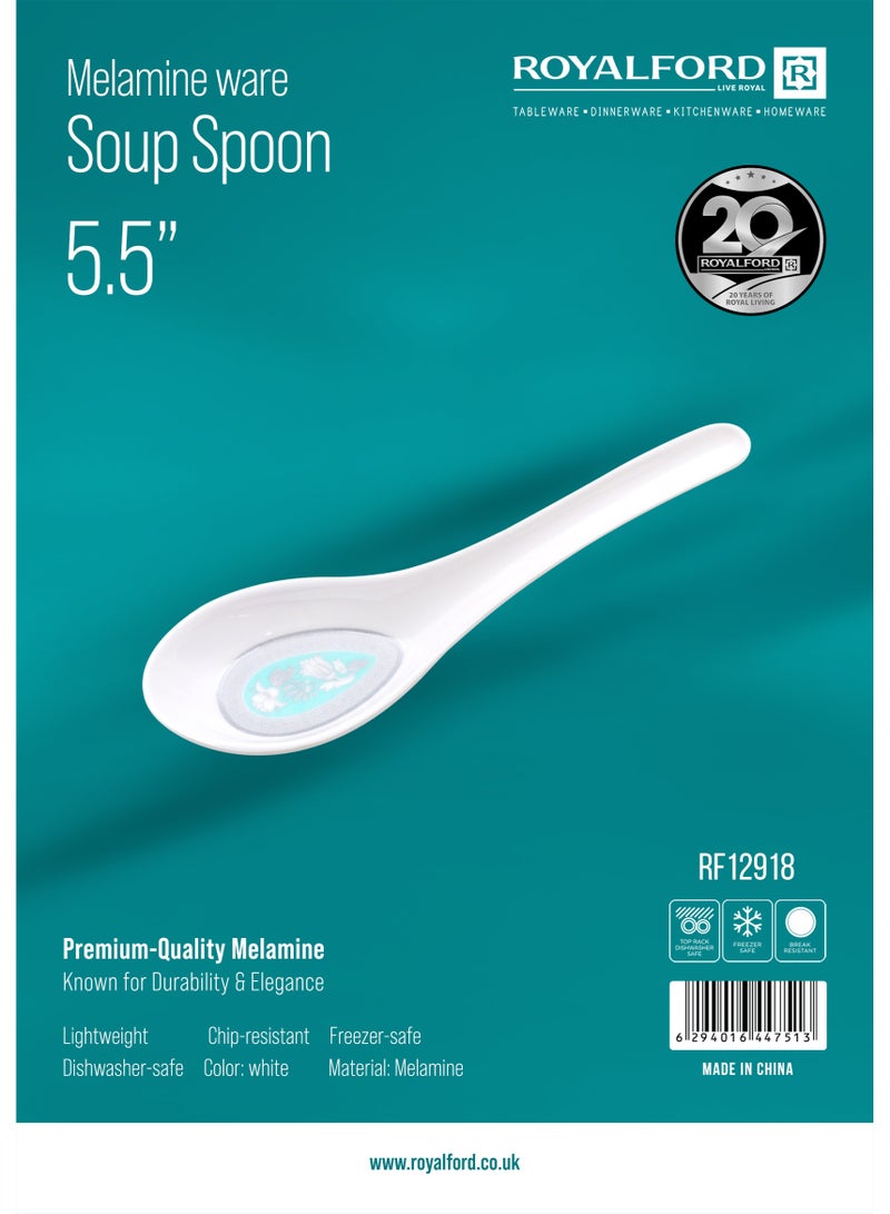Royalford 5.5" Melamineware Soup Spoon- RF12918/ Stylish Design, Light-Weight and 100% Food-Grade/ Suitable for Dining Table, Home and Restaurant for Soup, Stew, Porridge, Etc./ Dishwasher-Safe and Chip-Resistant - Image 2