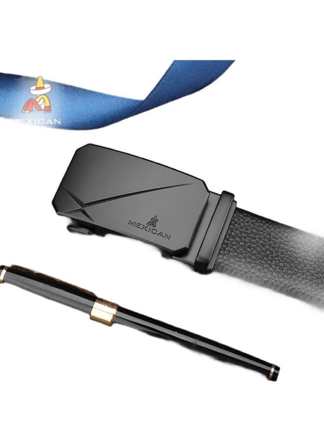 Scarecrow Men'S Belt With Automatic Buckle, Genuine Top-Grain Leather, Business Waistband, Casual Trendy Trouser Belt - Image 3