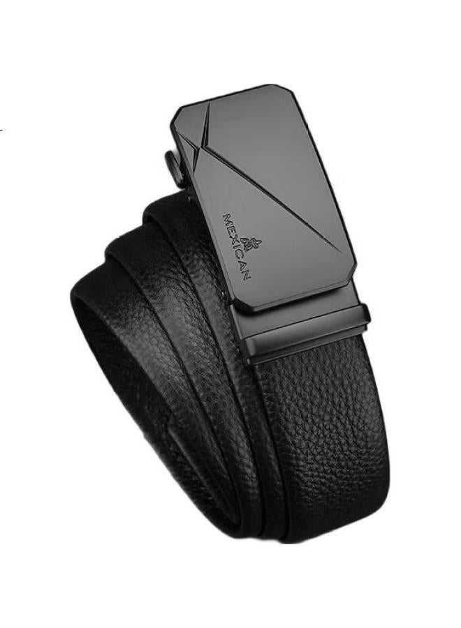 Scarecrow Men'S Belt With Automatic Buckle, Genuine Top-Grain Leather, Business Waistband, Casual Trendy Trouser Belt - Image 1