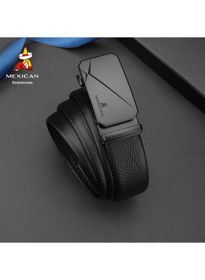 Scarecrow Men's Belt With Automatic Buckle, Genuine Top-grain Leather, Business Waistband, Casual Trendy Trouser Belt - Image 3