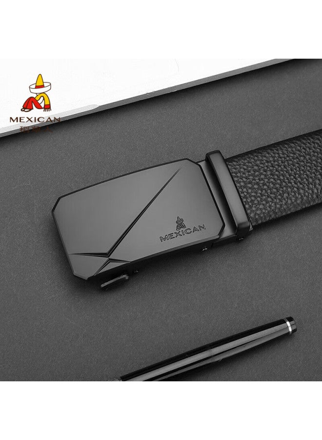 Scarecrow Men's Belt With Automatic Buckle, Genuine Top-grain Leather, Business Waistband, Casual Trendy Trouser Belt - Image 1