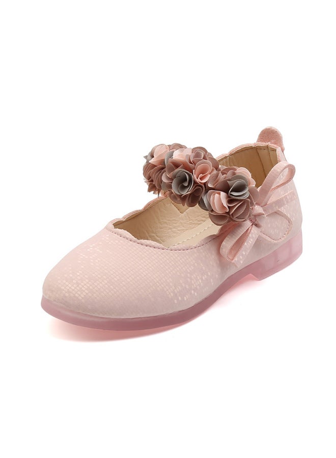 Korean Fashion Children's Flower Leather Shoes Girls' Crystal Soft-soled Princess Shoes Children's Bow Dance Shoes