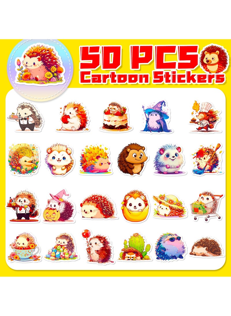 Hedgehog Stickers Pack 50PCS Cute Animal Stickers for Kids Adults Kawaii Stickers for Water Bottles Laptop Luggage Vinyl Waterproof Stickers Decals - Image 3