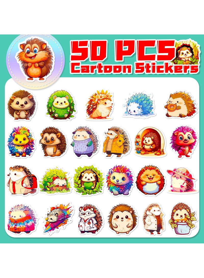 Hedgehog Stickers Pack 50PCS Cute Animal Stickers for Kids Adults Kawaii Stickers for Water Bottles Laptop Luggage Vinyl Waterproof Stickers Decals - Image 4