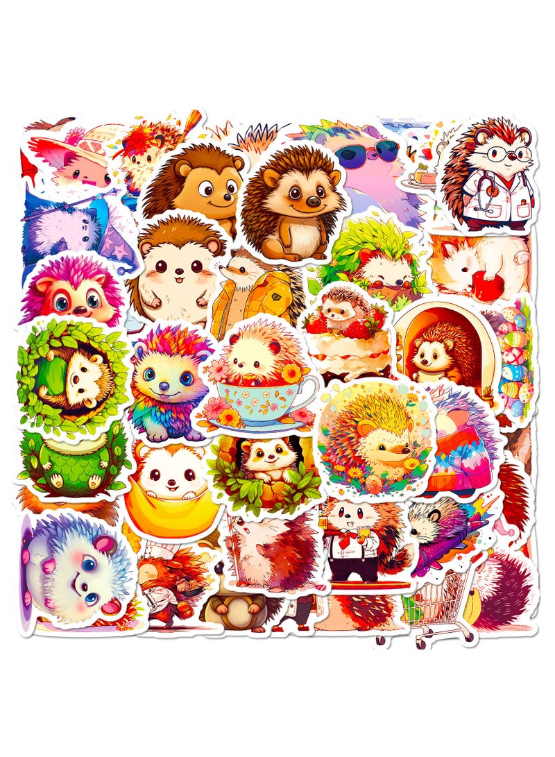 Hedgehog Stickers Pack 50PCS Cute Animal Stickers for Kids Adults Kawaii Stickers for Water Bottles Laptop Luggage Vinyl Waterproof Stickers Decals - Image 1