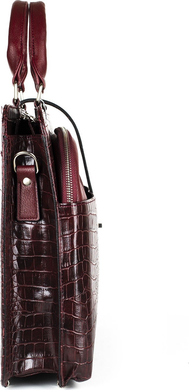 Morca Purple Women's Briefcase Laptop Bag Claret Red Crocodile  - Image 5