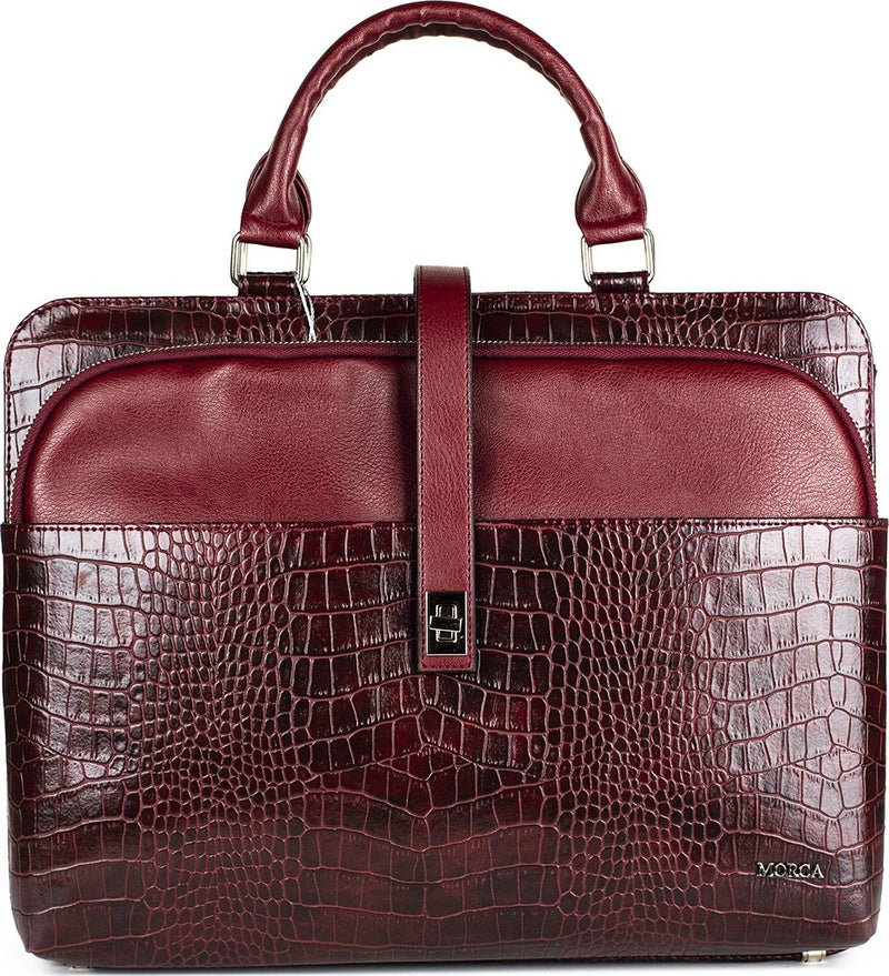 Morca Purple Women's Briefcase Laptop Bag Claret Red Crocodile  - Image 2