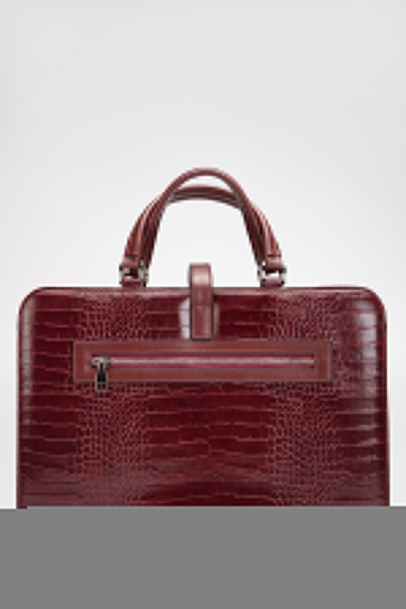 Morca Purple Women's Briefcase Laptop Bag Claret Red Crocodile  - Image 3