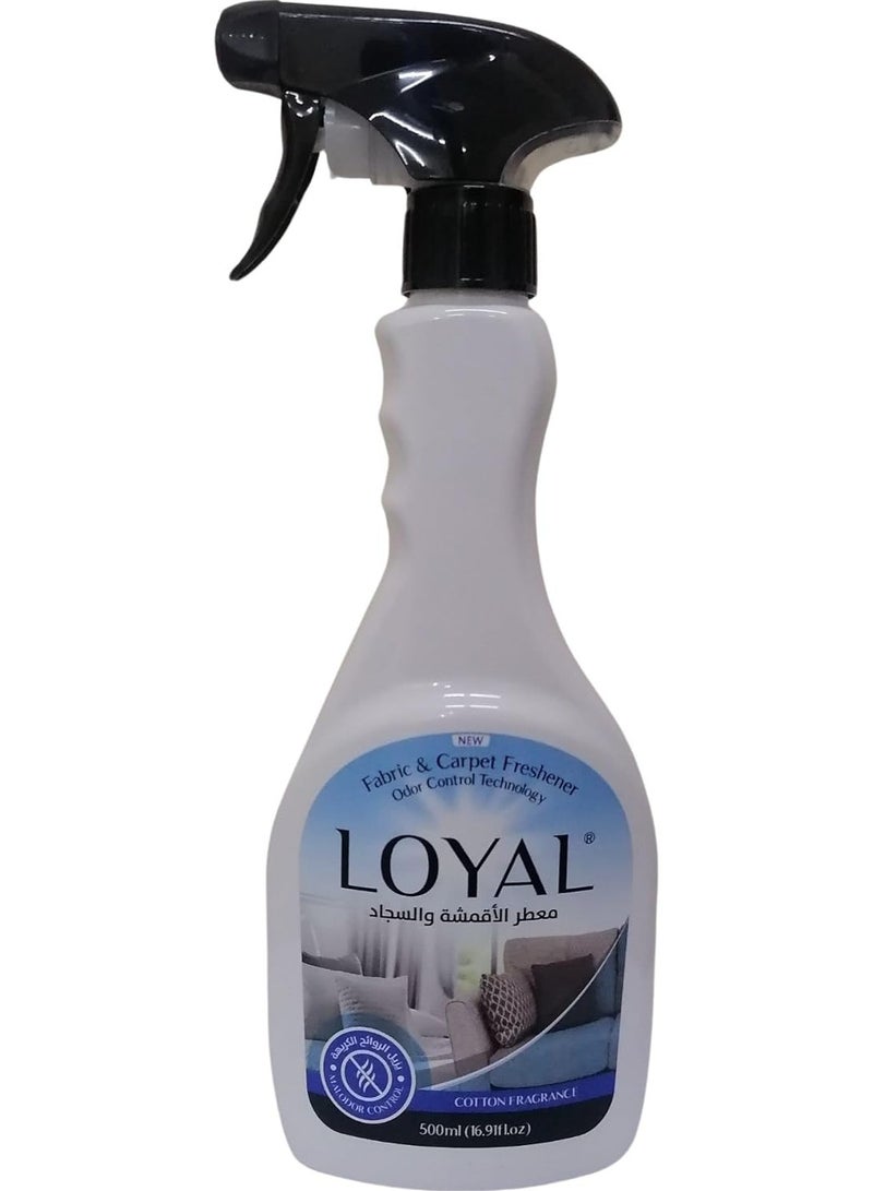 لويال معطر الأقمشة والسجاد، معطر جو مضاد للبكتيريا، التحكم في الرائحة، عطر القطن، 500 مل - Image 1