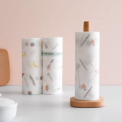 Palshiv Non-Woven Reusable and Washable Kitchen Printed Tissue Roll Non-stick Oil Absorbing Paper Roll Kitchen Special Paper Towel Wipe Paper Dish Cloth Cleaning Cloth 25x25cm (50pcs per roll) - Image 2