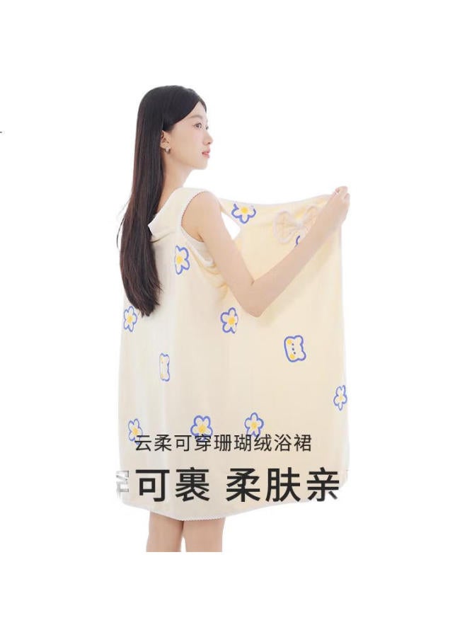 Miniso Wearable Bath Towel, Bathrobe, New Style For Women, Adult Home Use, Absorbent Wrap Towel, Beige - Image 3