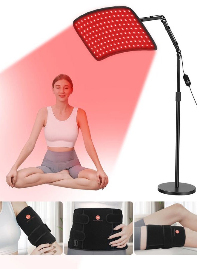 YOHOTESION Red Light Therapy Lamp for Face & Body – Flexible LED Panel with 660nm Red & 850nm Infrared, Wrap-Around Use or Adjustable Full Metal Floor Stand, Base for Home Wellness Care - Image 1