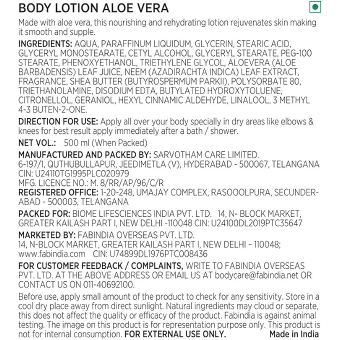 Fabindia Aloe Vera Body Lotion 500 ml - Image 3