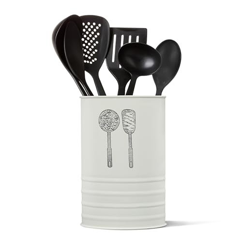 HOUSHIP Spatula Organizer for Kitchen & Cutlery Holder for Kitchen Countertop – Spoon Stand Also Used as Ladle Holder | White - Image 1
