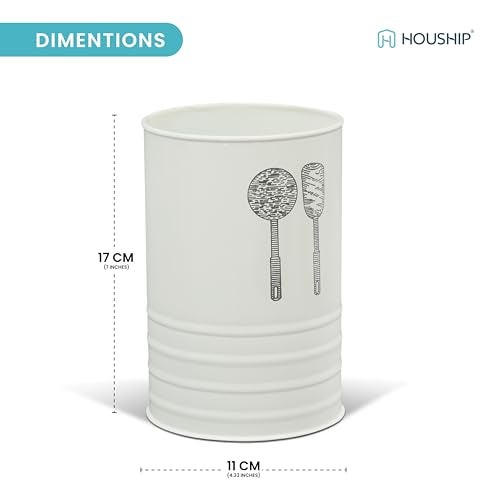 HOUSHIP Spatula Organizer for Kitchen & Cutlery Holder for Kitchen Countertop – Spoon Stand Also Used as Ladle Holder | White - Image 2