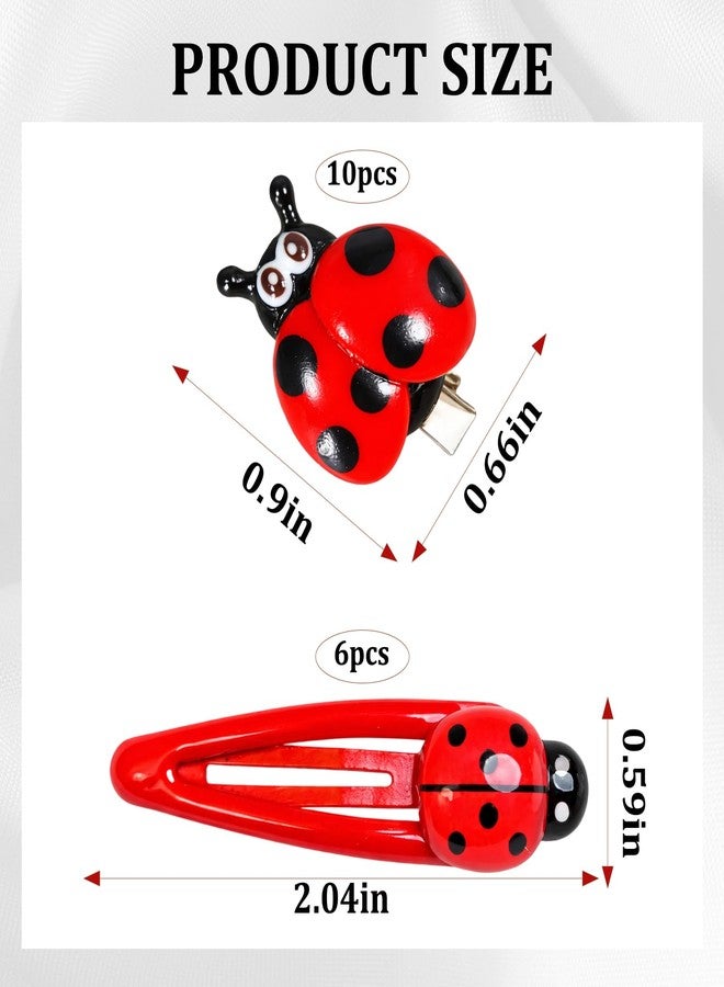 CZFSWT 16PCS Ladybug Hair Clips Set, Bug Hair Clips, Lady Bug Accessories Suitable for Daily Hairstyles, School, Parties and Gifts - Image 2