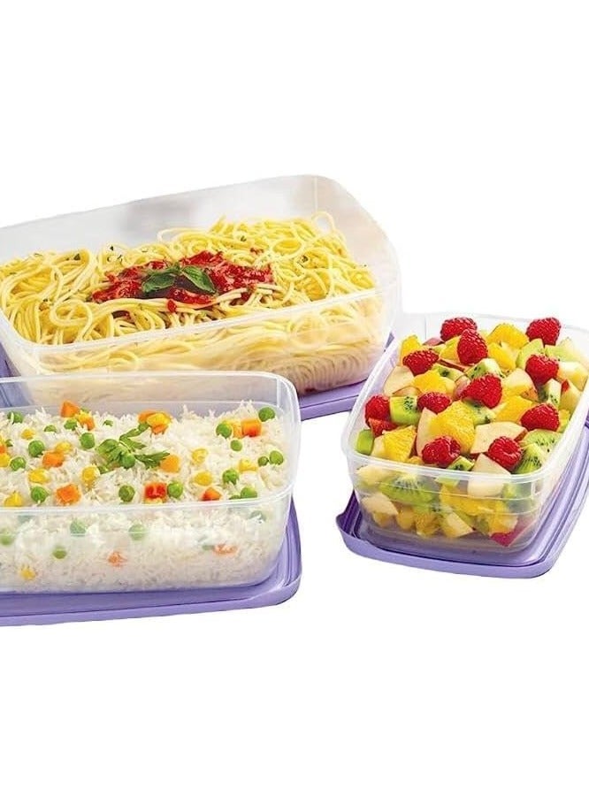 Lamsa Plast food container with lid refrigerator, dishwasher and  set of 3-1.2 lit - multicolor - Image 3