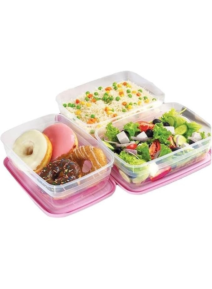 Lamsa Plast food container with lid refrigerator, dishwasher and  set of 3-1.2 lit - multicolor - Image 2