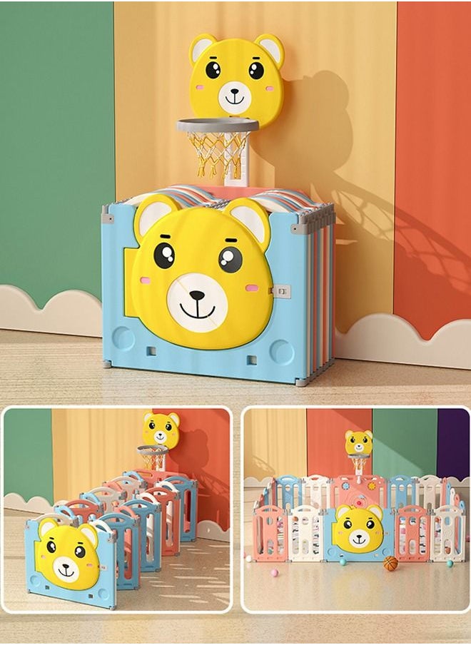 JSAITOYS Indoor Portable Multifunction Safety Plastic Folding Baby Play Fence With Basketball Hoop  - Image 2