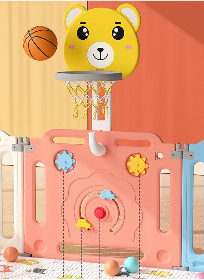 JSAITOYS Indoor Portable Multifunction Safety Plastic Folding Baby Play Fence With Basketball Hoop  - Image 5