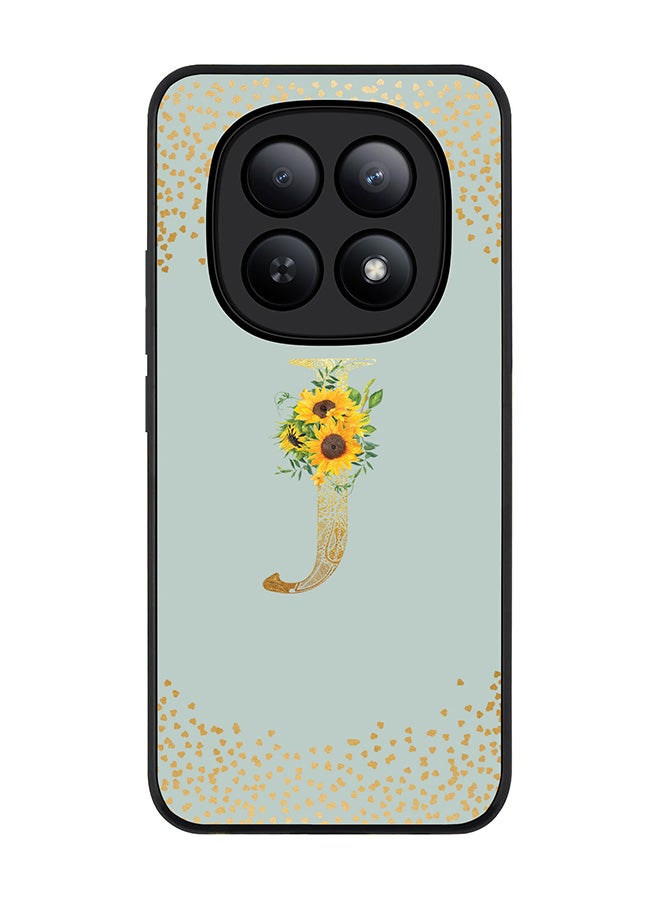 For Xiaomi Redmi Note 15 5G / Poco M8 Case,Slim fit Camera Protection, Shockproof Thin Phone cover  - Custom Floral Monogram - J  (Light Grey )