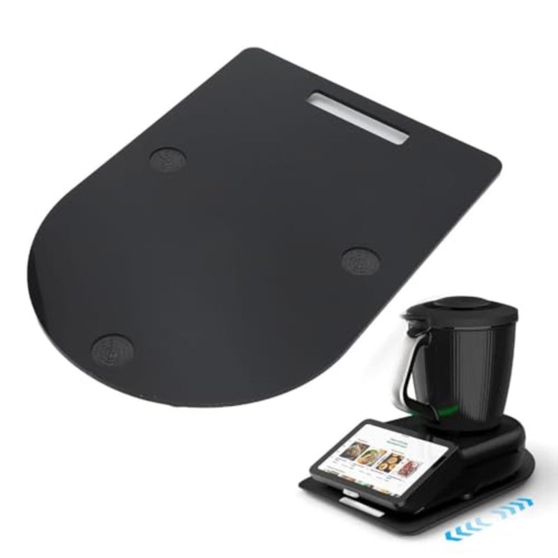 Sliding board for kitchen countertop use, acrylic material, black color, smooth rolling with wheels and non-slip rubber feet - Image 1