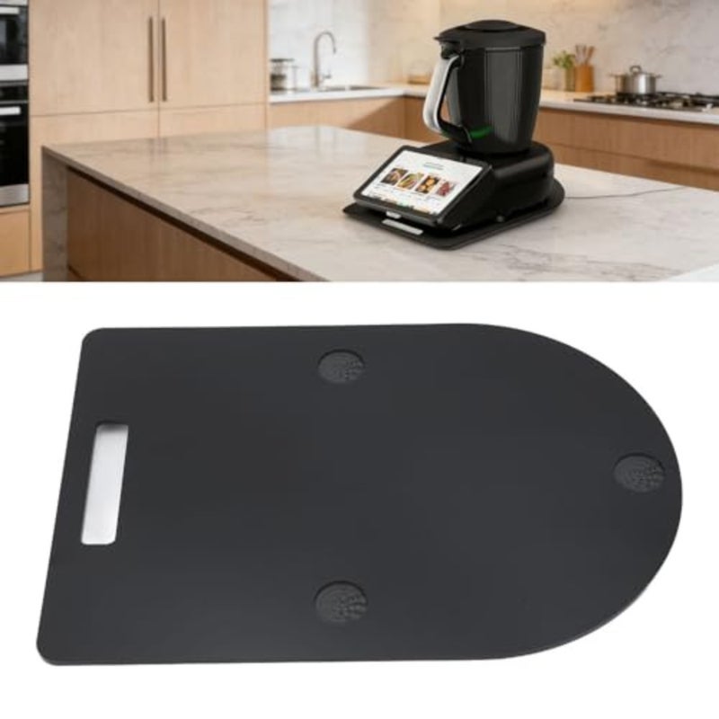 Sliding board for kitchen countertop use, acrylic material, black color, smooth rolling with wheels and non-slip rubber feet - Image 5