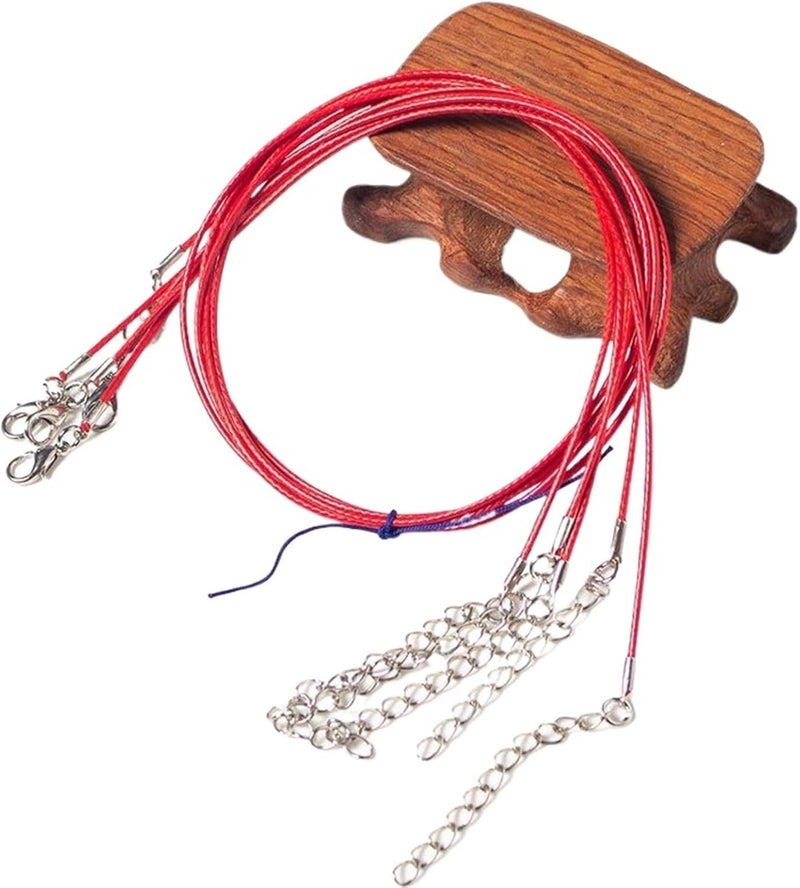 Rope Necklace String 100pcs Black Necklace Rope DIY Waxed Wire Metal Lobster Clasp Accessories String(Red 45CM 100pcs) - Image 1