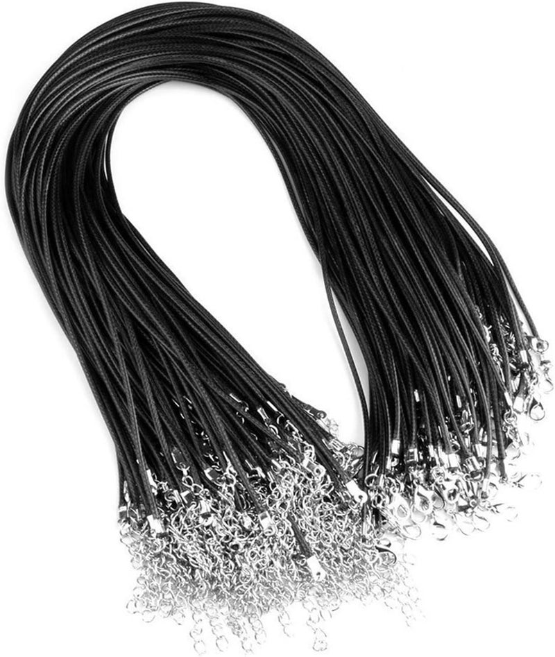 Rope Necklace String 100pcs Black Necklace Rope DIY Waxed Wire Metal Lobster Clasp Accessories String(Red 45CM 100pcs) - Image 2