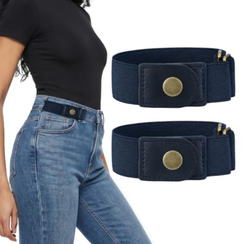 WERFORU Women 2 Loop No Buckle Elastic Belt for Women Men Side belts Buckle Free Stretch Belt for Jeans Pants - Image 1